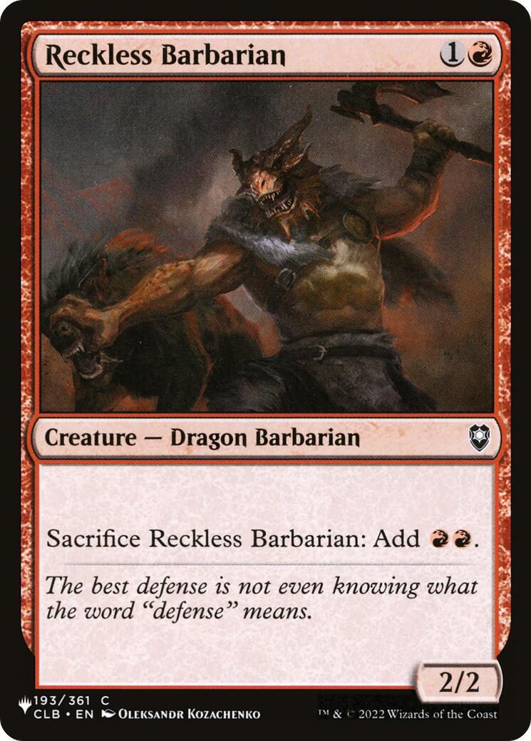 Reckless Barbarian [LIST - 193]